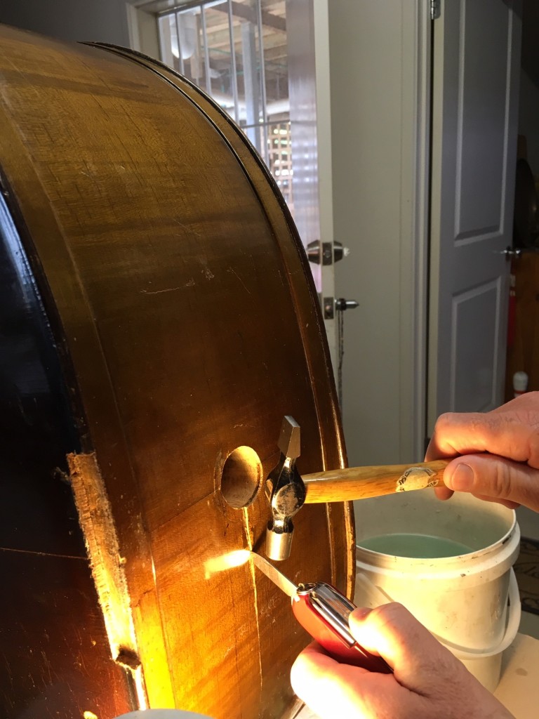 double bass glue removal